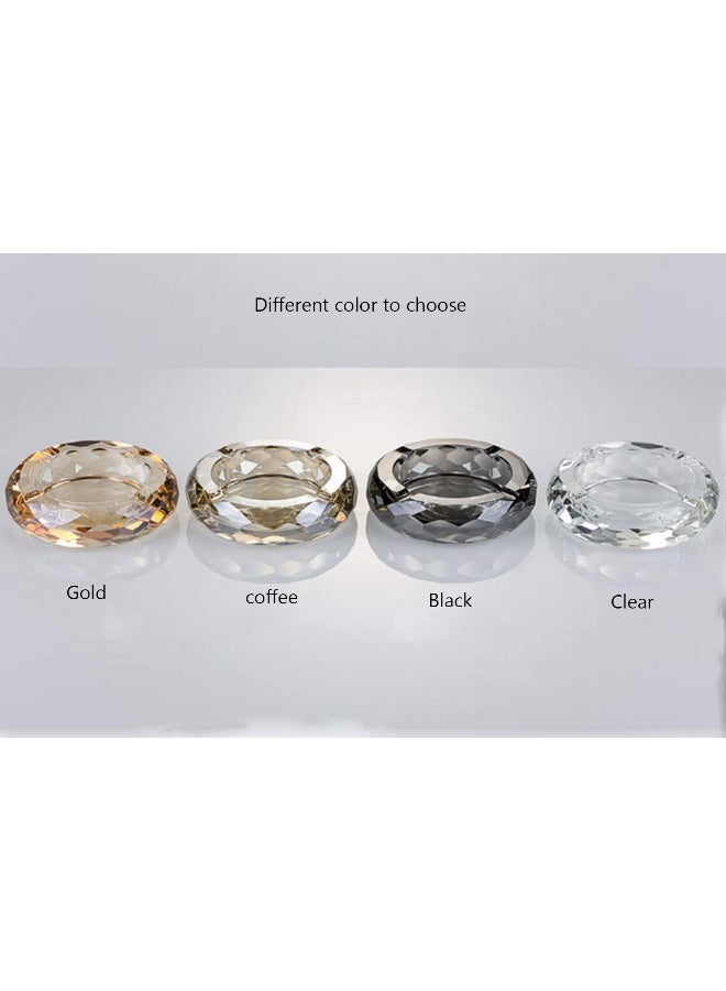 HOSTEESSCHOICE Crystal Glass Ashtray, Cigar Cigarettes Ashtray Holder Home Office Desktop Tabletop Decoration,Crystal Gold - Image 3